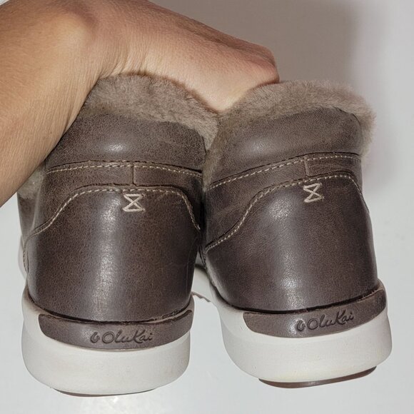 NEW Malua Hulu Olukai Slip On Boots Womens 9 Brown Fur Sneaker - Picture 6 of 9